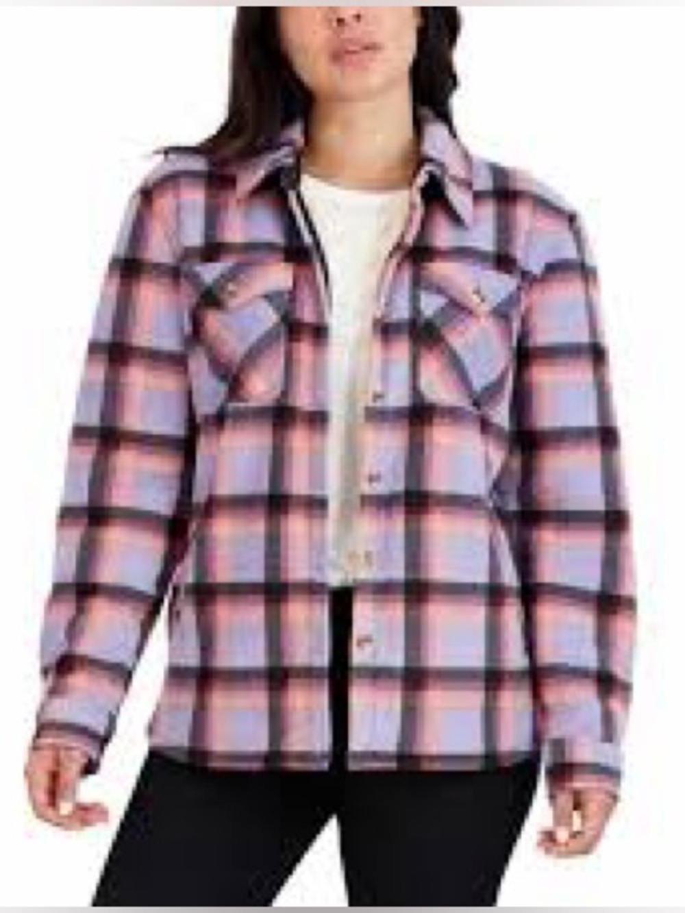 Sage Collection Women's Lavender & Pink Plaid Button-Up Jacket/SHACKET SIZE M